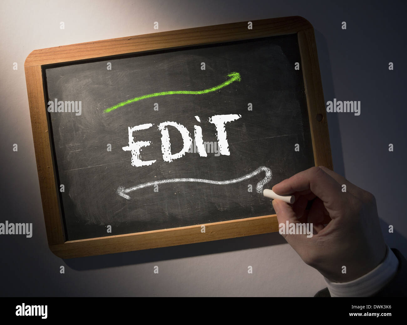 Hand writing Edit on chalkboard Stock Photo