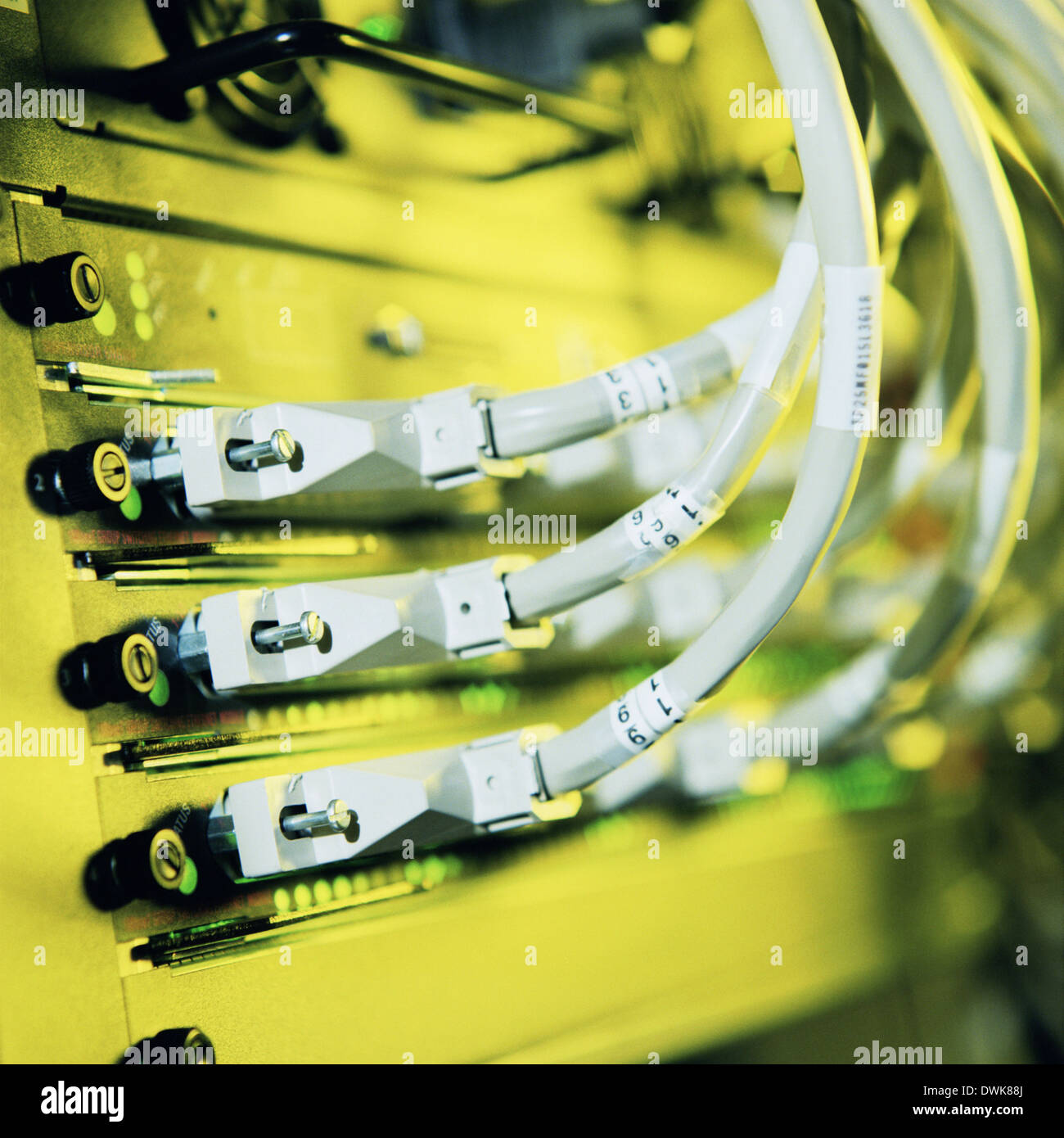 Yellow router with Gray cables Stock Photo Alamy