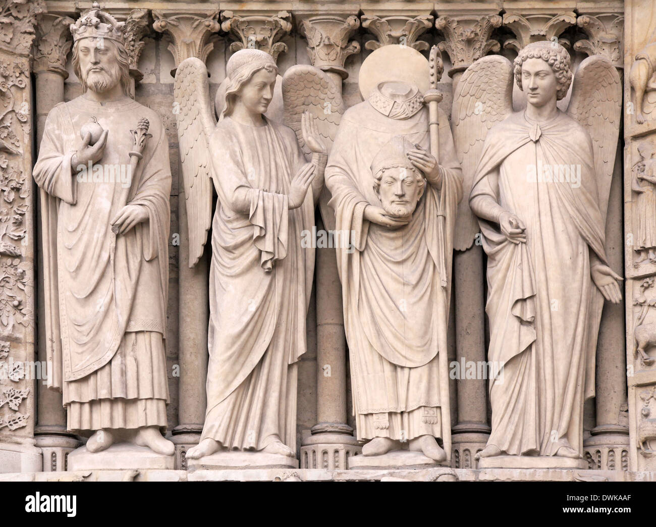 Architectural details of Cathedral Notre Dame de Paris Stock Photo