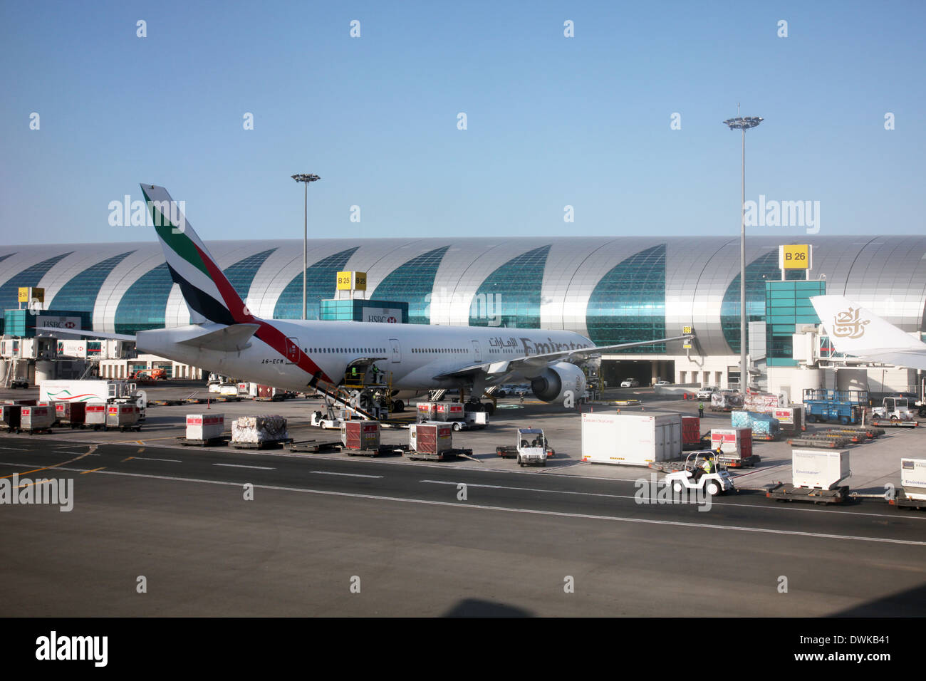 Emirates Airbus A320 at Dubai Airport on December 09, 2012 in Dubai, UAE Stock Photo