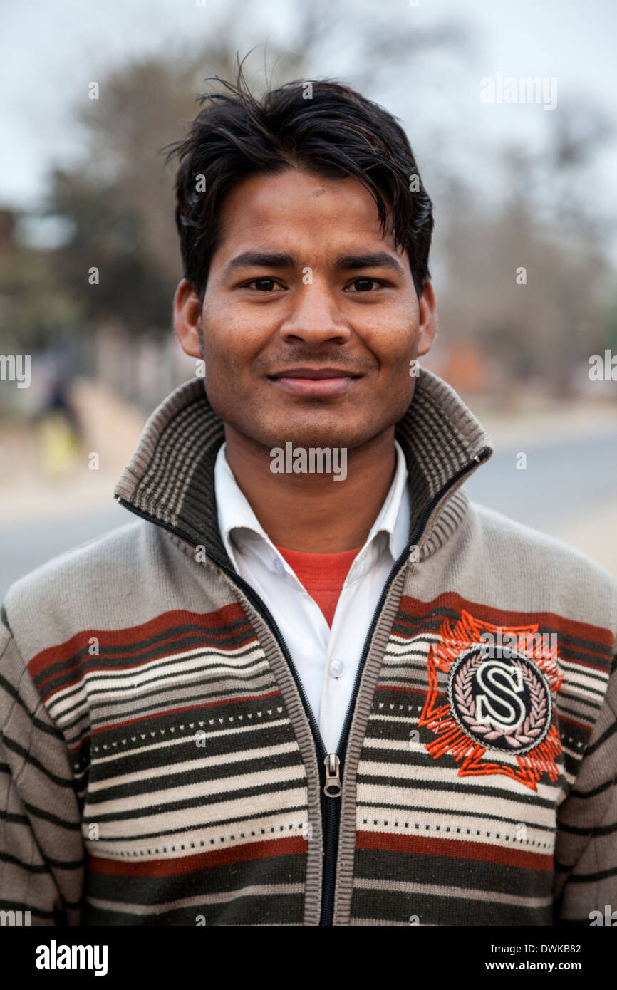 Bharatpur, Rajasthan, India. Young Rajasthani Man. Stock Photo