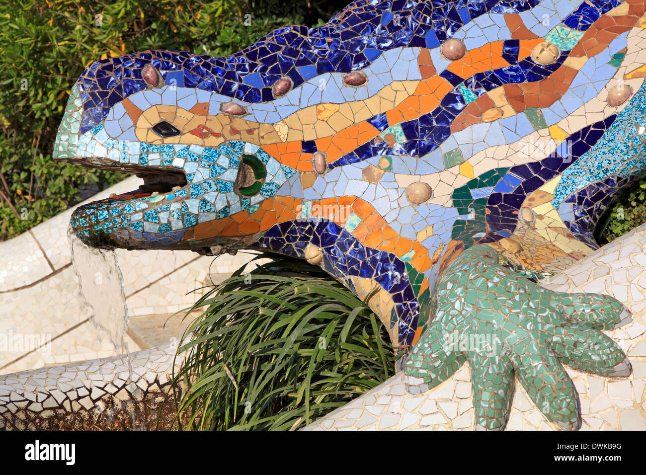 Antoni Gaudy's salamander, the symbol of  Parc Guell in Barcelona Stock Photo