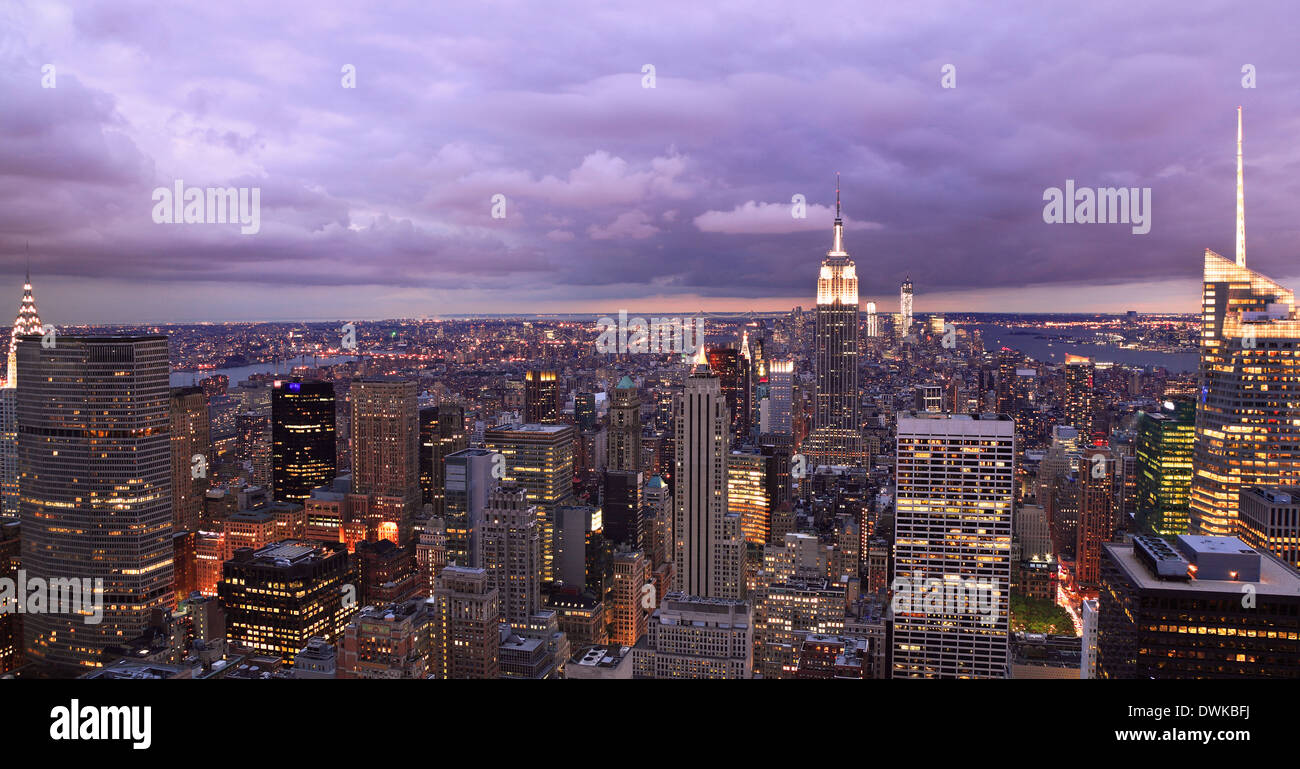 New York City skyline at dusk Stock Photo - Alamy