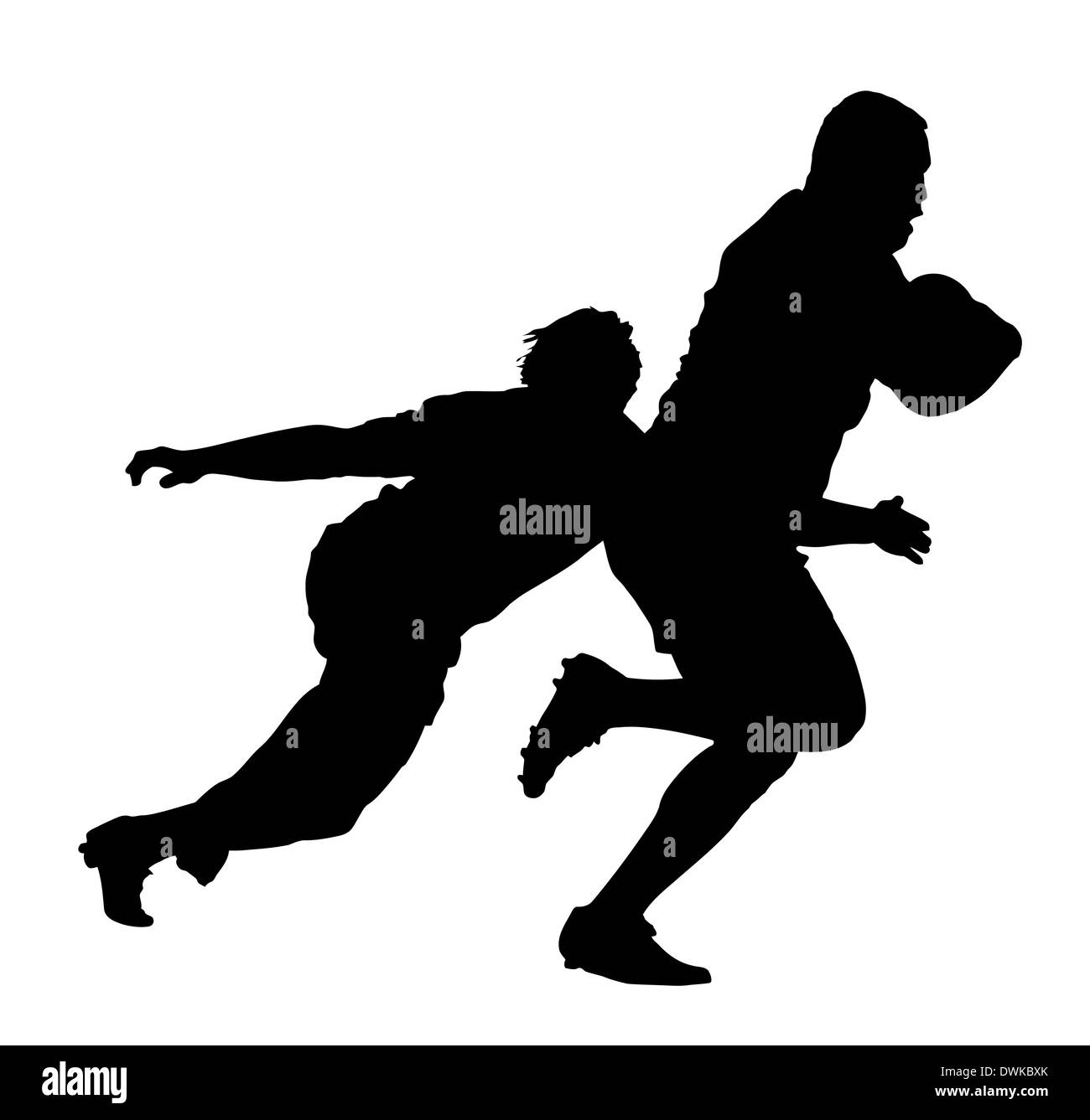Side Profile Of Rugby Player Tackling Runner With Ball Silhouette Stock Photo Alamy