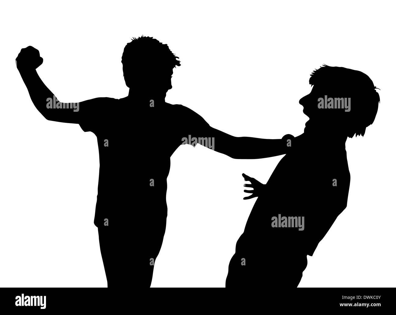 Image of Teen Boys In Fist Fight Silhouette Stock Photo
