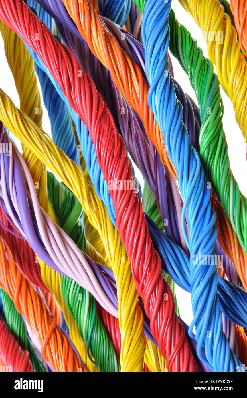 Multicolored computer cable bundles Stock Photo Alamy