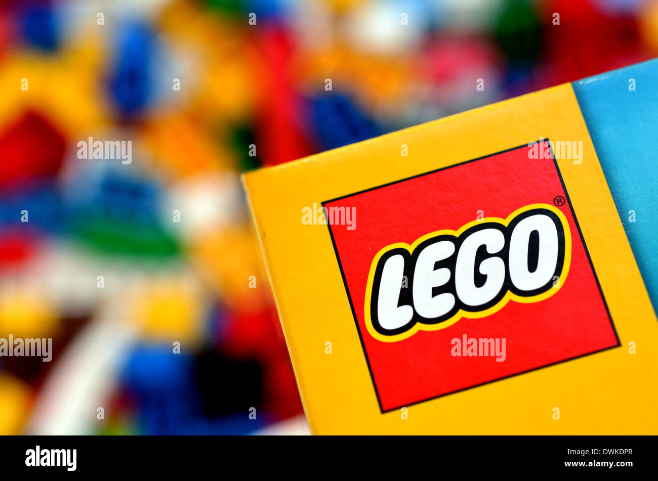 Illustrative Editorial Lego Logo Against A Mix Of Colorful Building Blocks Stock Photo Alamy