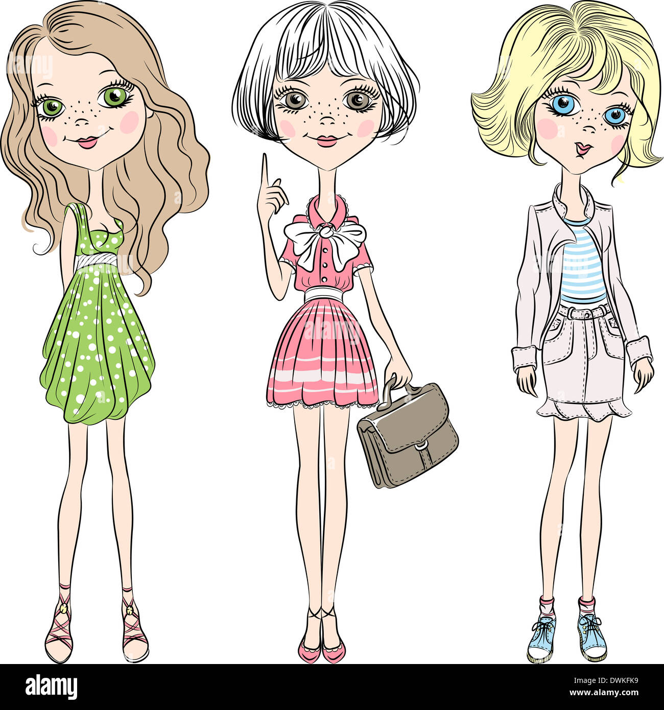 Fashion Girl Drawing Dress Stock Photos Fashion Girl Drawing