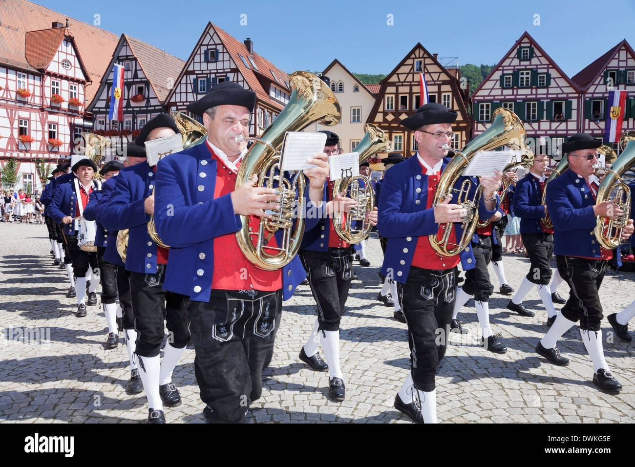 Historical parade at Bad Urach Schaferlauf, Bad Urach Swabian Alb, Baden Wurttemberg, Germany, Europe Stock Photo