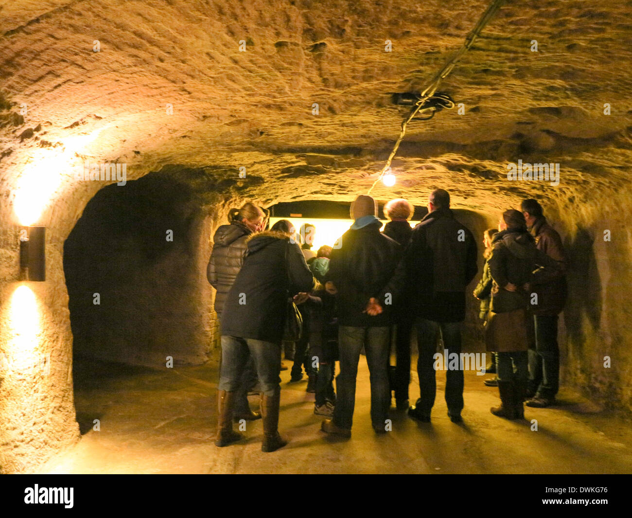 Below ground gallery and corridor beneath the old town of Nuremberg, pictured on 9 February 2014. Most of the corridos have been secret up to the middle of the 17th century. Stock Photo