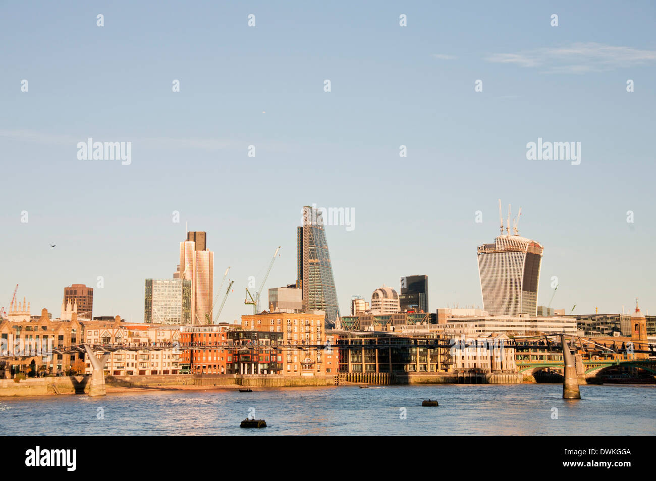 The skyline of the City of London showing Tower 42, the Leadenhall Building and 20 Fenchurch Street, London, England, UK Stock Photo