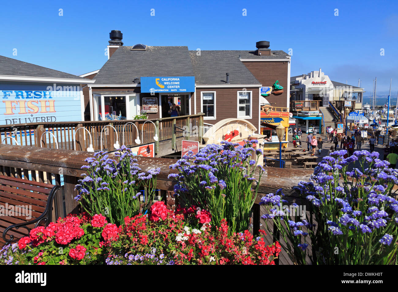 Restaurant on Pier 39, Fisherman's Wharf, San Francisco, California, United States of America, North America Stock Photo