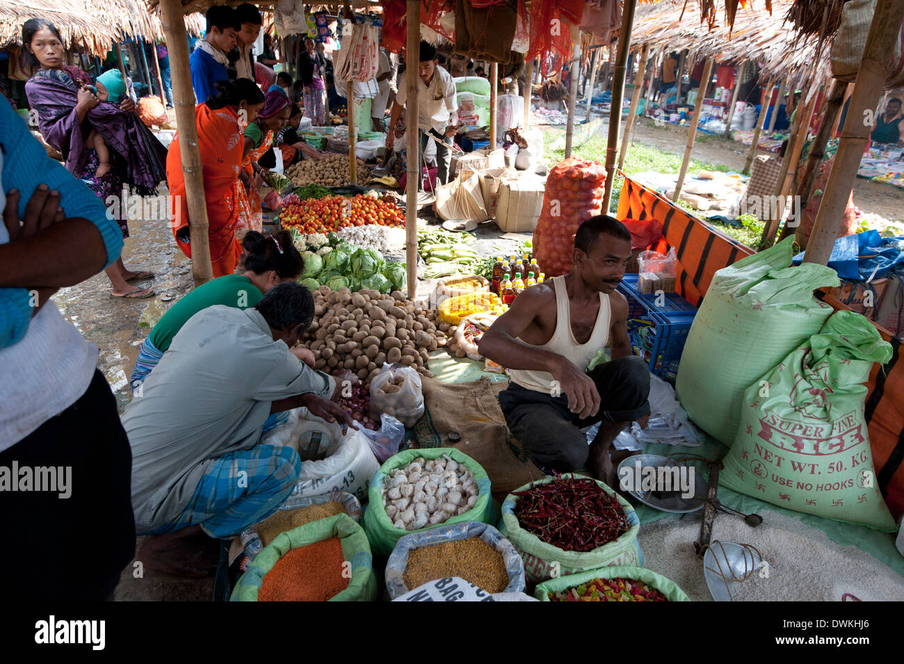 Tizit village weekly local market, Nagaland, India, Asia Stock Photo