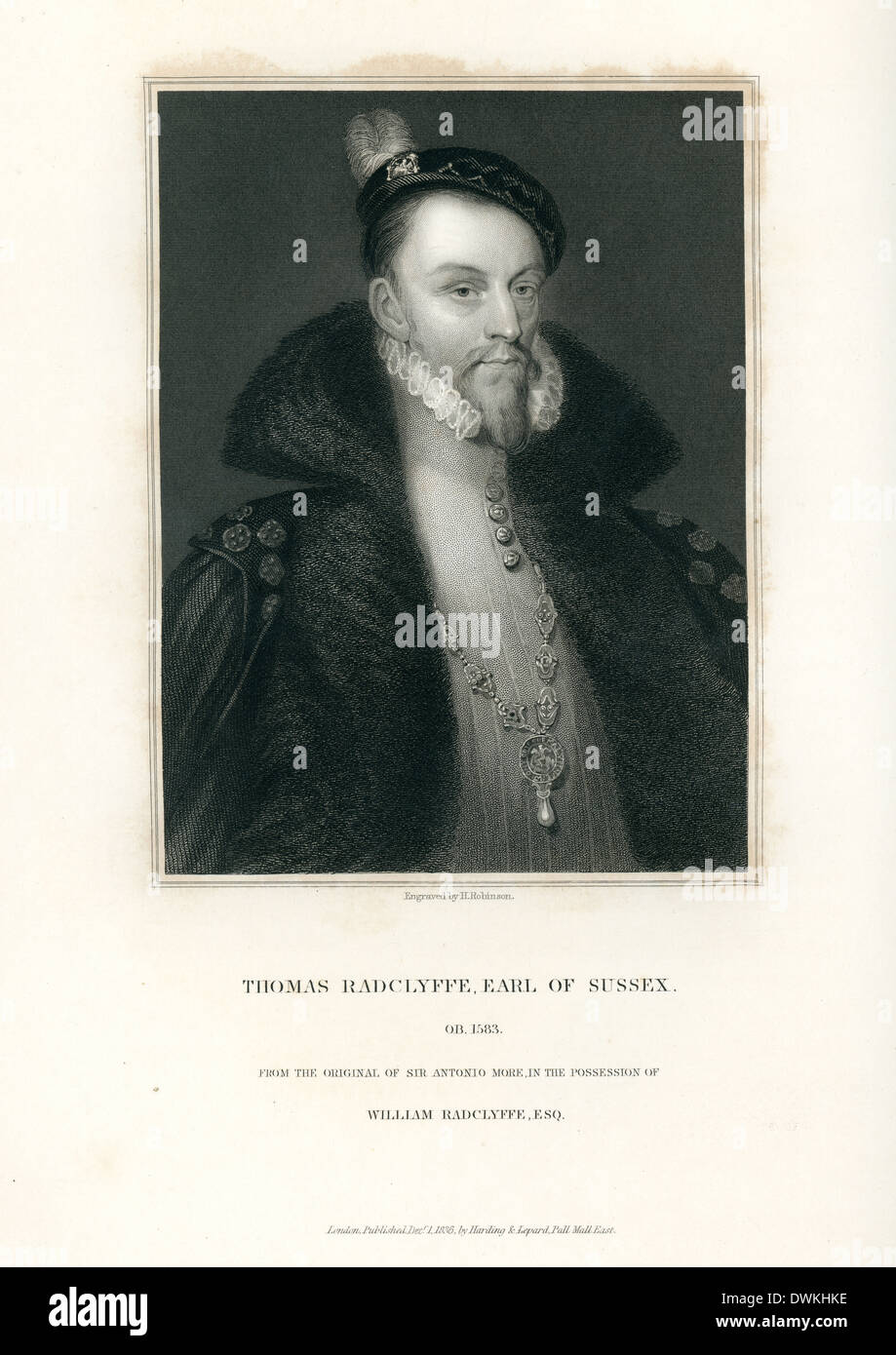 Portrait of Thomas Radclyffe Earl of Sussex, 1583. Stock Photo