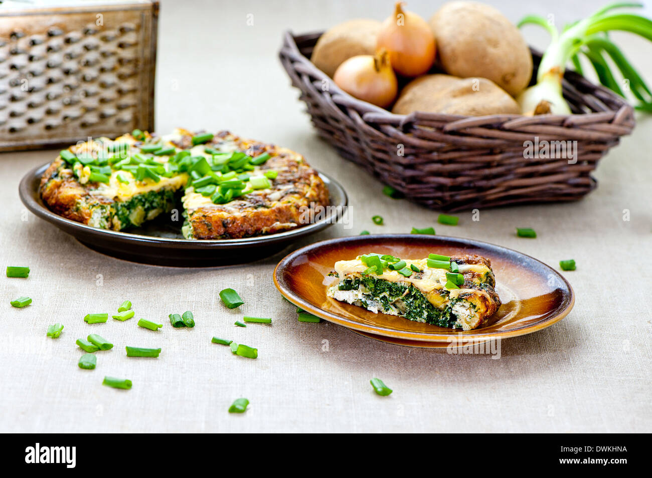 pice of spanish tortilla at plate Stock Photo