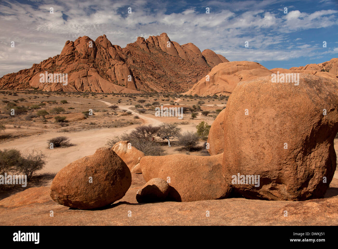 landscape with rocks around the granite mountain Spitzkoppe, Namibia, Africa Stock Photo