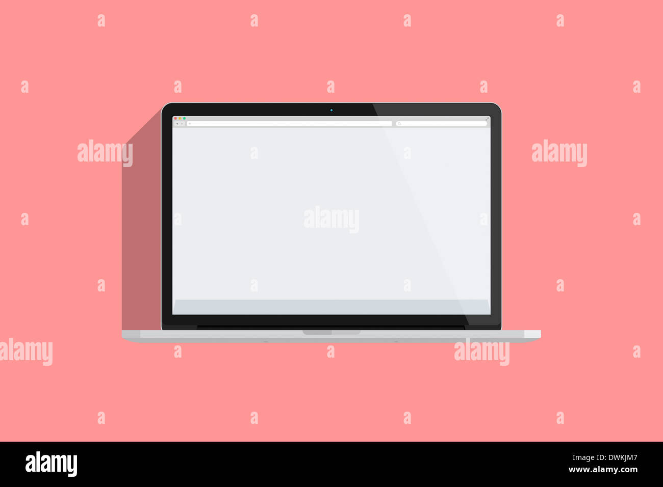 Illustration of a mac book, colored background. Stock Photo