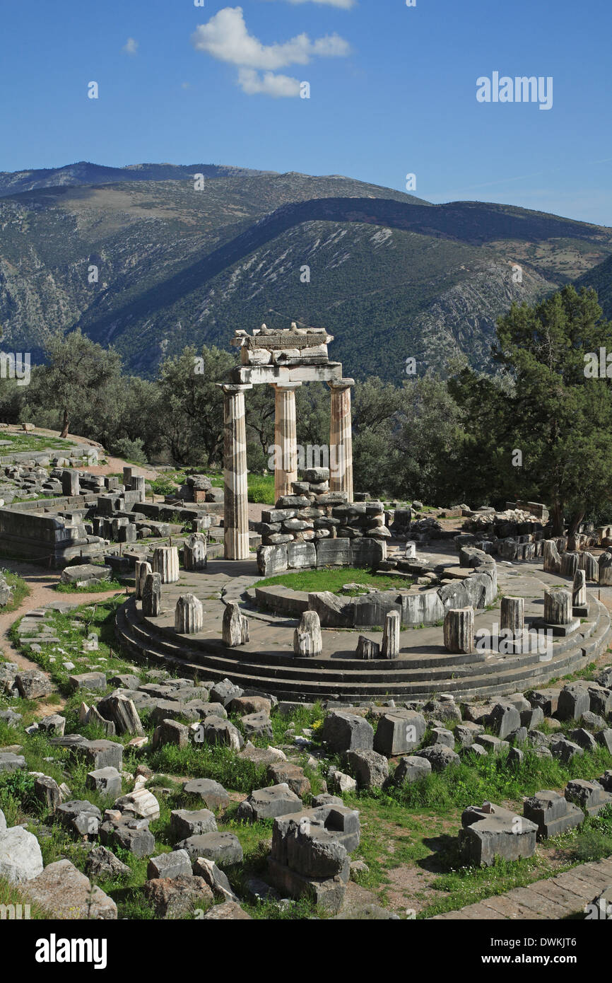 Temple of Tholos, Sanctuary of Athena Pronaia Stock Photo