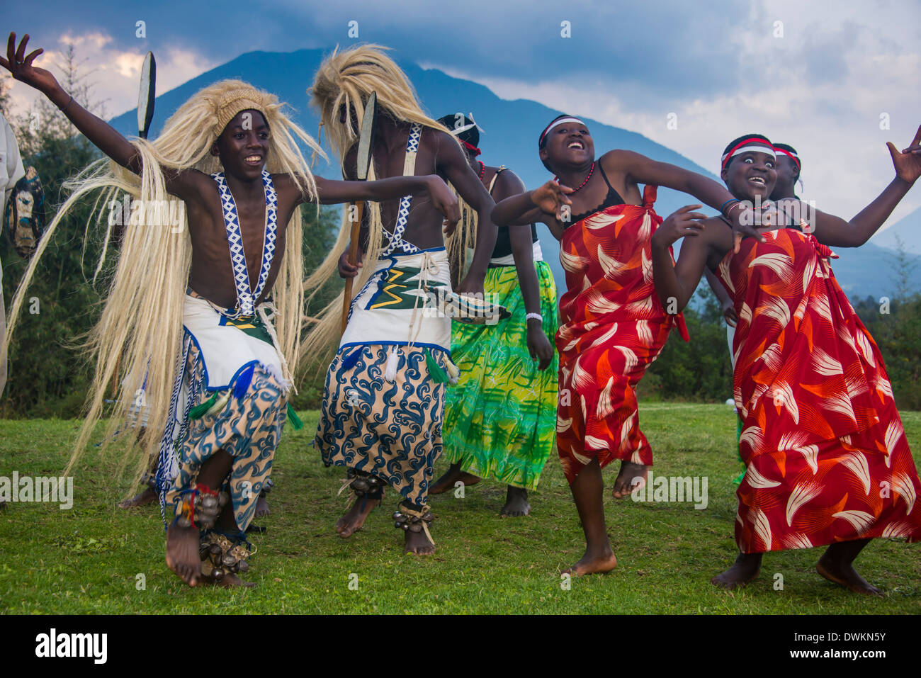 Ceremony of former poachers, in the Virunga National Park, Rwanda, Africa Stock Photo