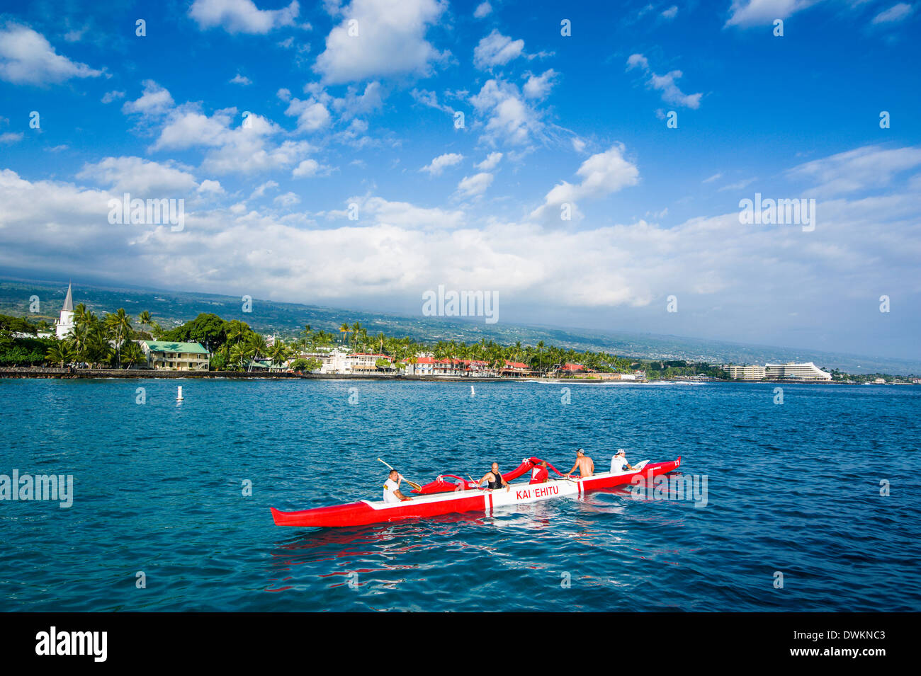 Locals working out in their outrigger canoes, KailuaKona, Big Island