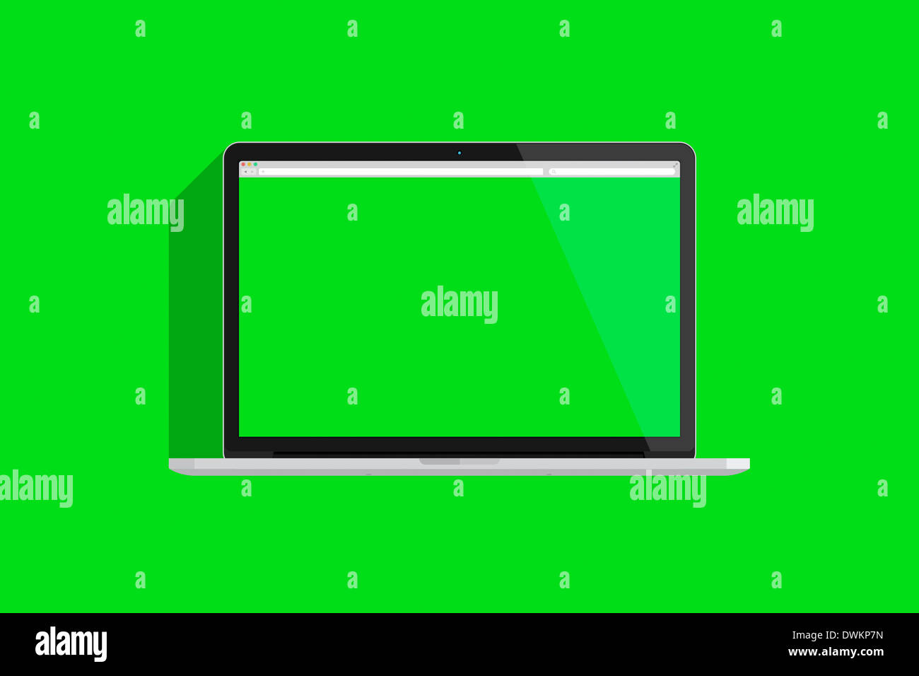 Illustration of a mac book, colored background. Stock Photo