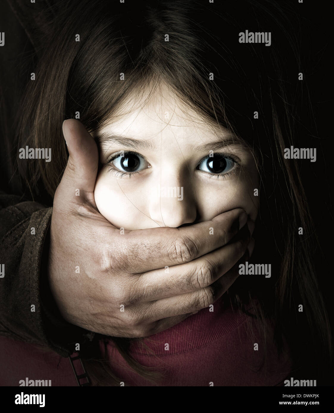 Sketch of scared girl with hand covers her mouth, Stock Illustration by  ©vvoennyy #267632918