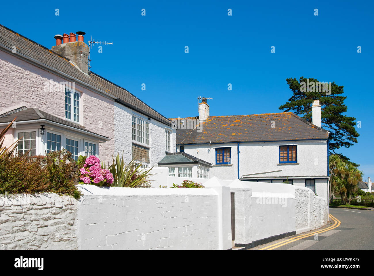 Holiday Cottages At St Mawes In Cornwall Uk Stock Photo 67432829