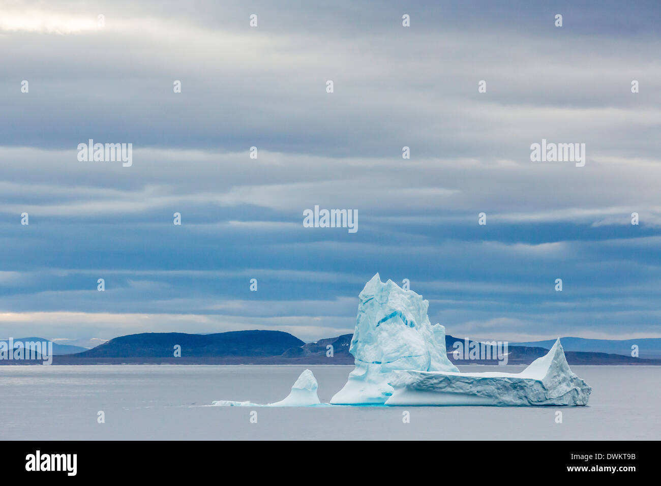 Pinnacled iceberg in Isabella Bay, Baffin Island, Nunavut, Canada, North America Stock Photo
