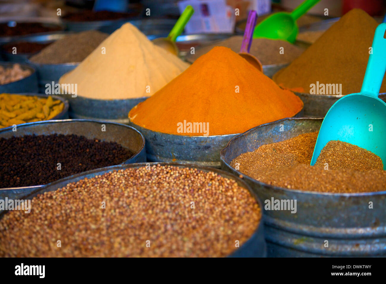 Spices, Fez, Morocco, North Africa, Africa Stock Photo