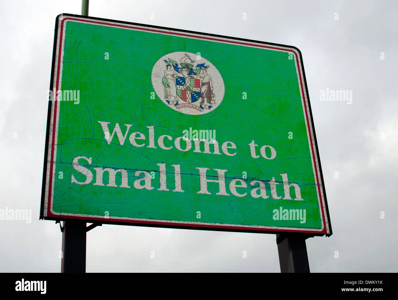 to Small Heath sign, A45 Coventry Road, Birmingham, UK Stock
