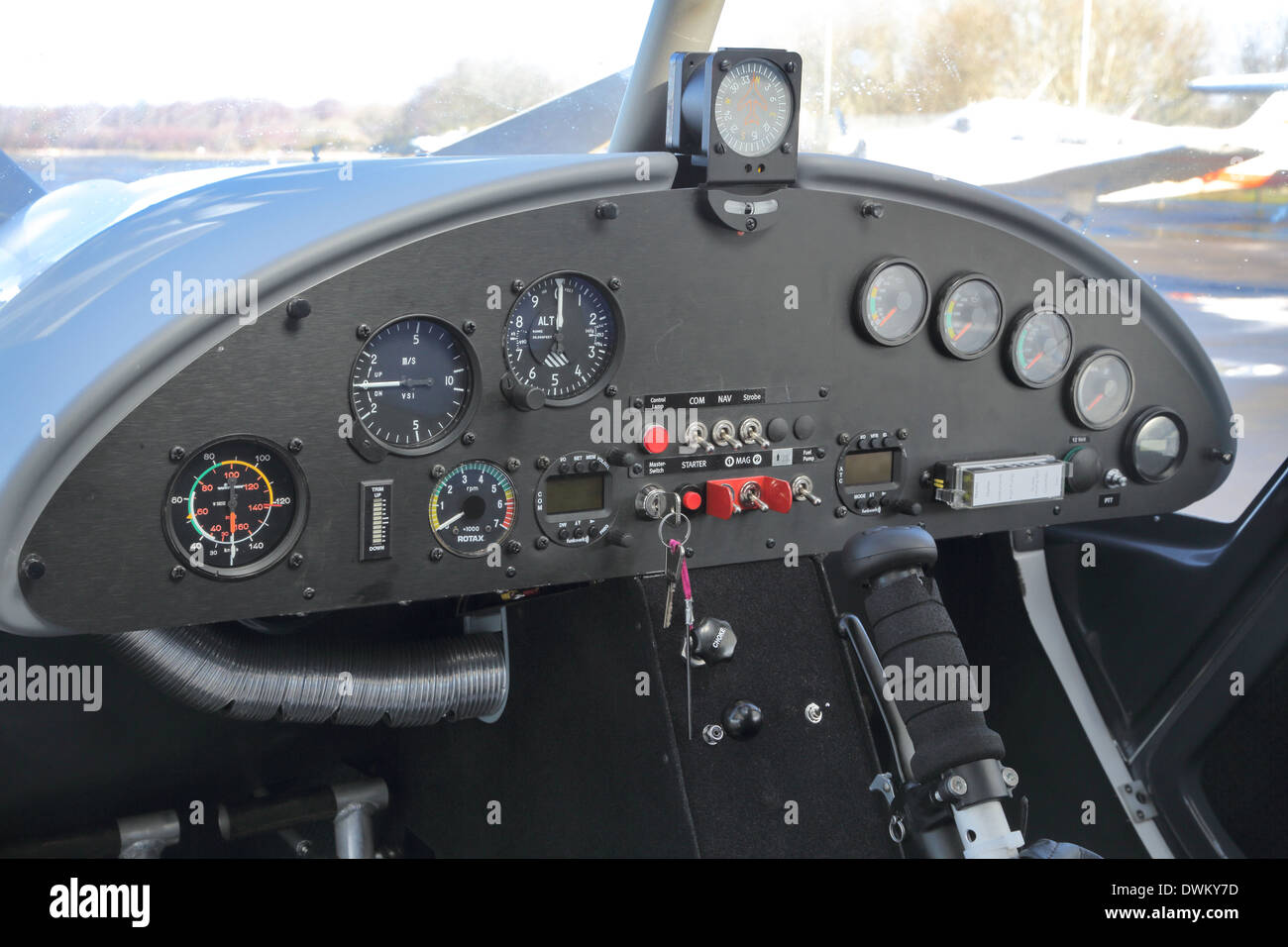 cockpit of a Icarus C42 microlight plane Stock Photo