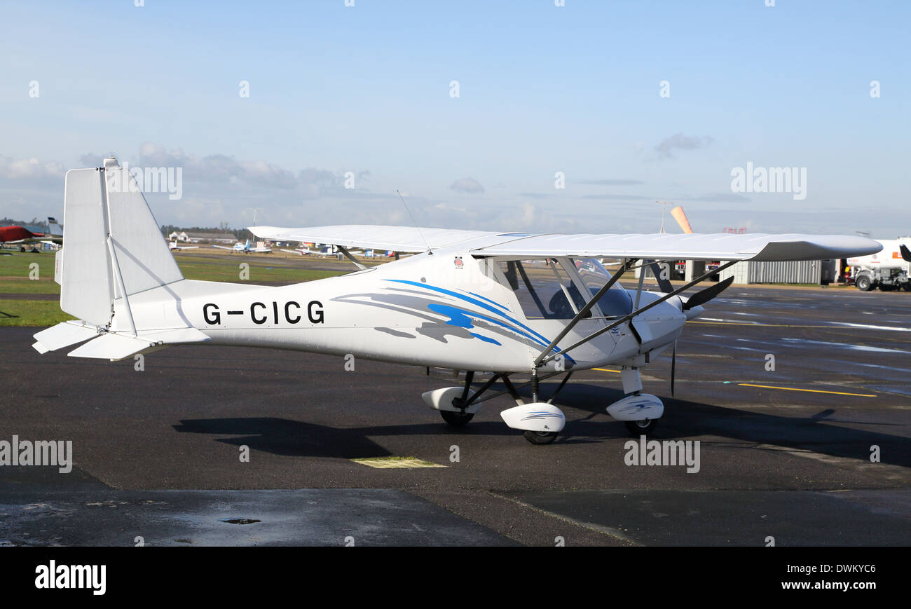 cockpit of a Icarus C42 microlight plane Stock Photo