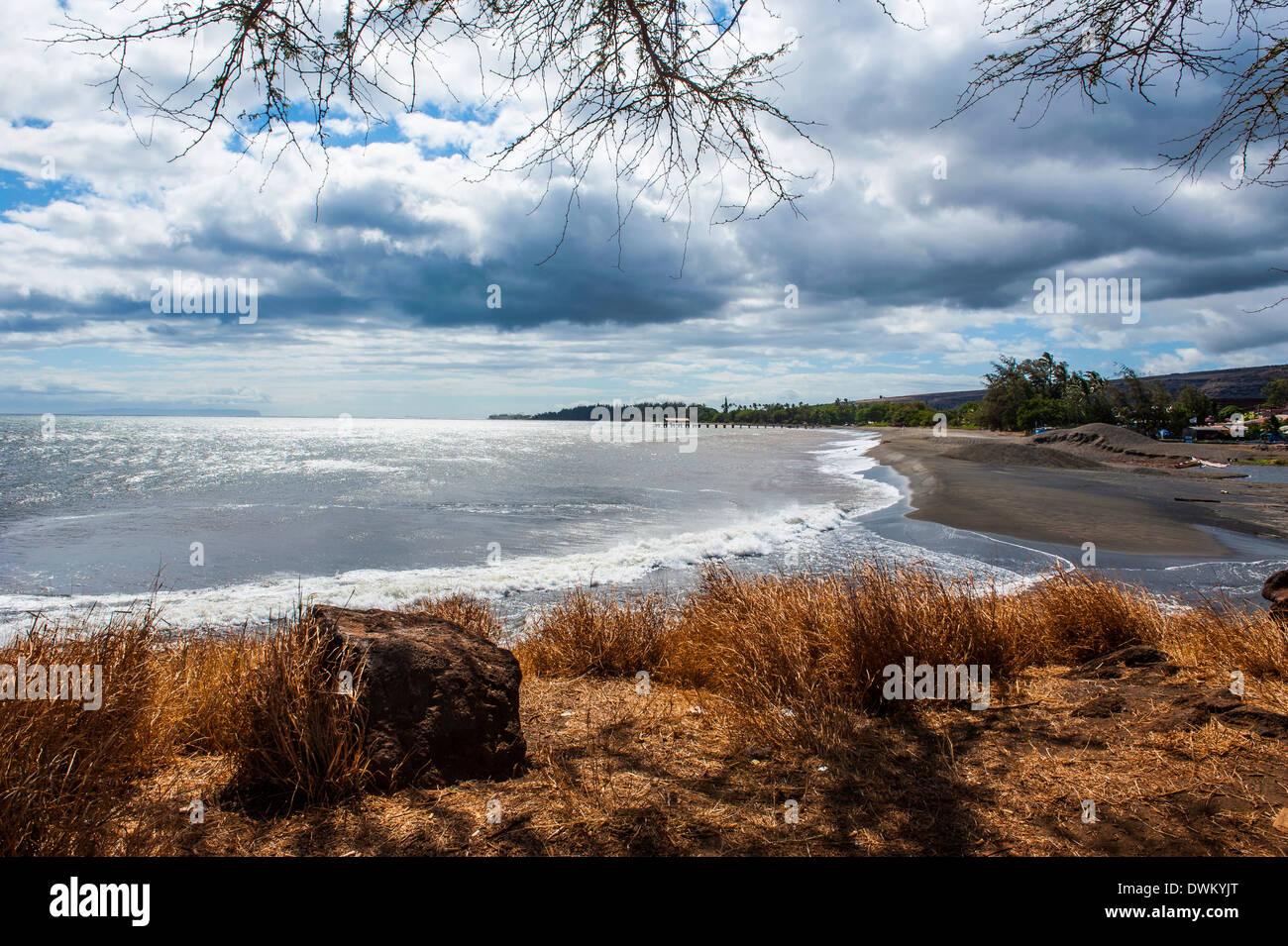 Glass beach in Port Allen, Kauai, Hawaii, United States of America, Pacific Stock Photo
