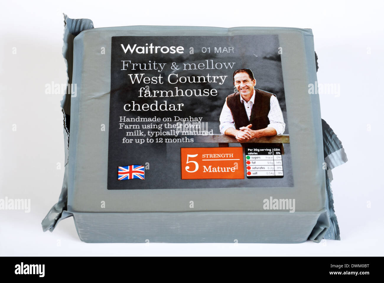 Waitrose West Country farmhouse cheddar cheese Stock Photo