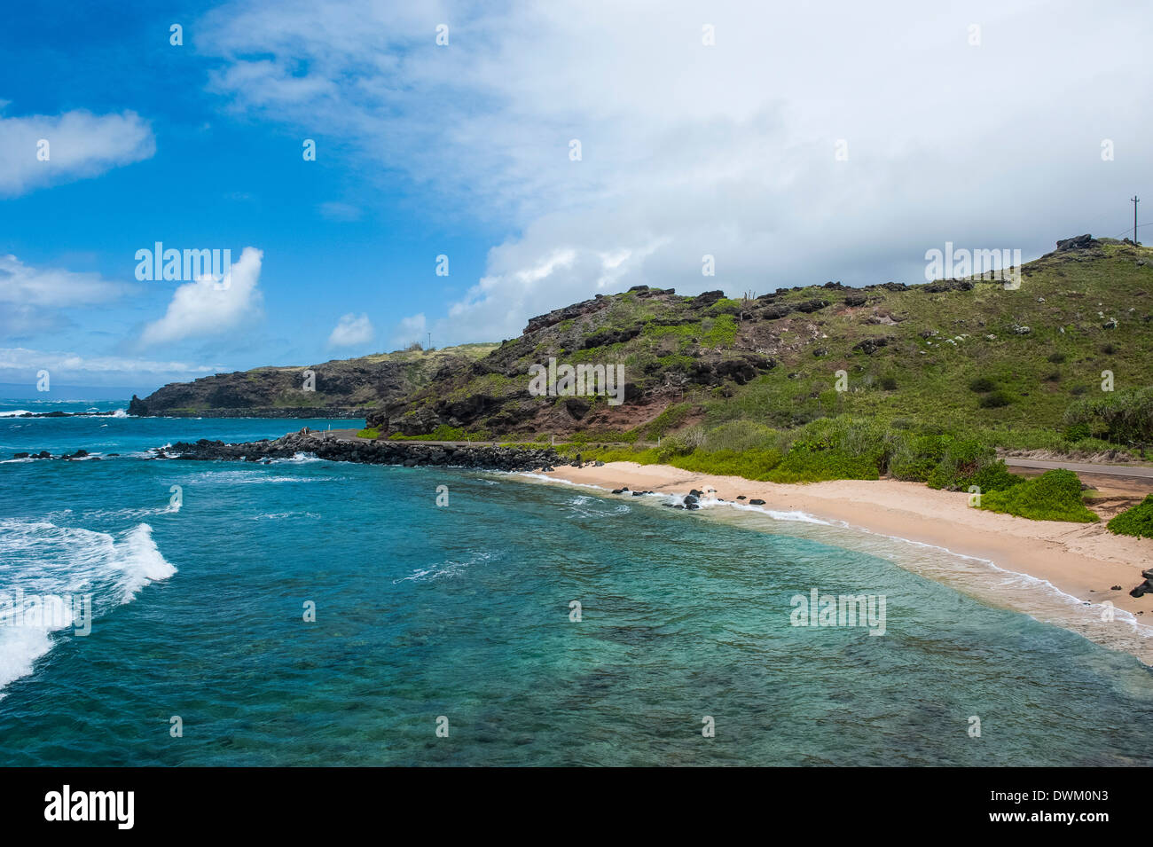 Sandy beach, island of Molokai, Hawaii, United States of America, Pacific Stock Photo