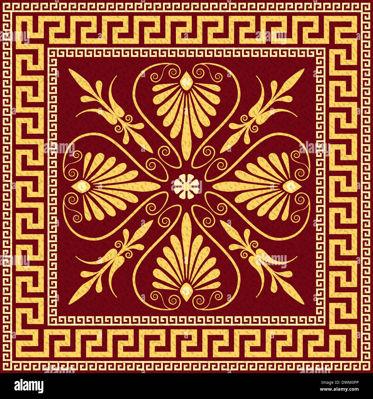 set Traditional vintage golden square Greek ornament (Meander) and ...