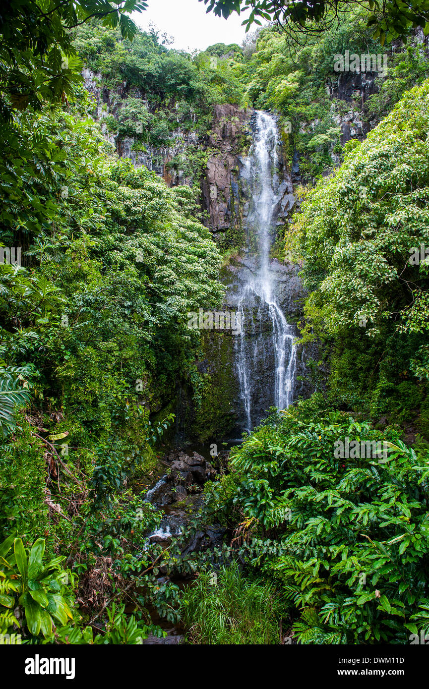 Makahiku Falls on the east coast of Maui, Hawaii, United States of America, Pacific Stock Photo