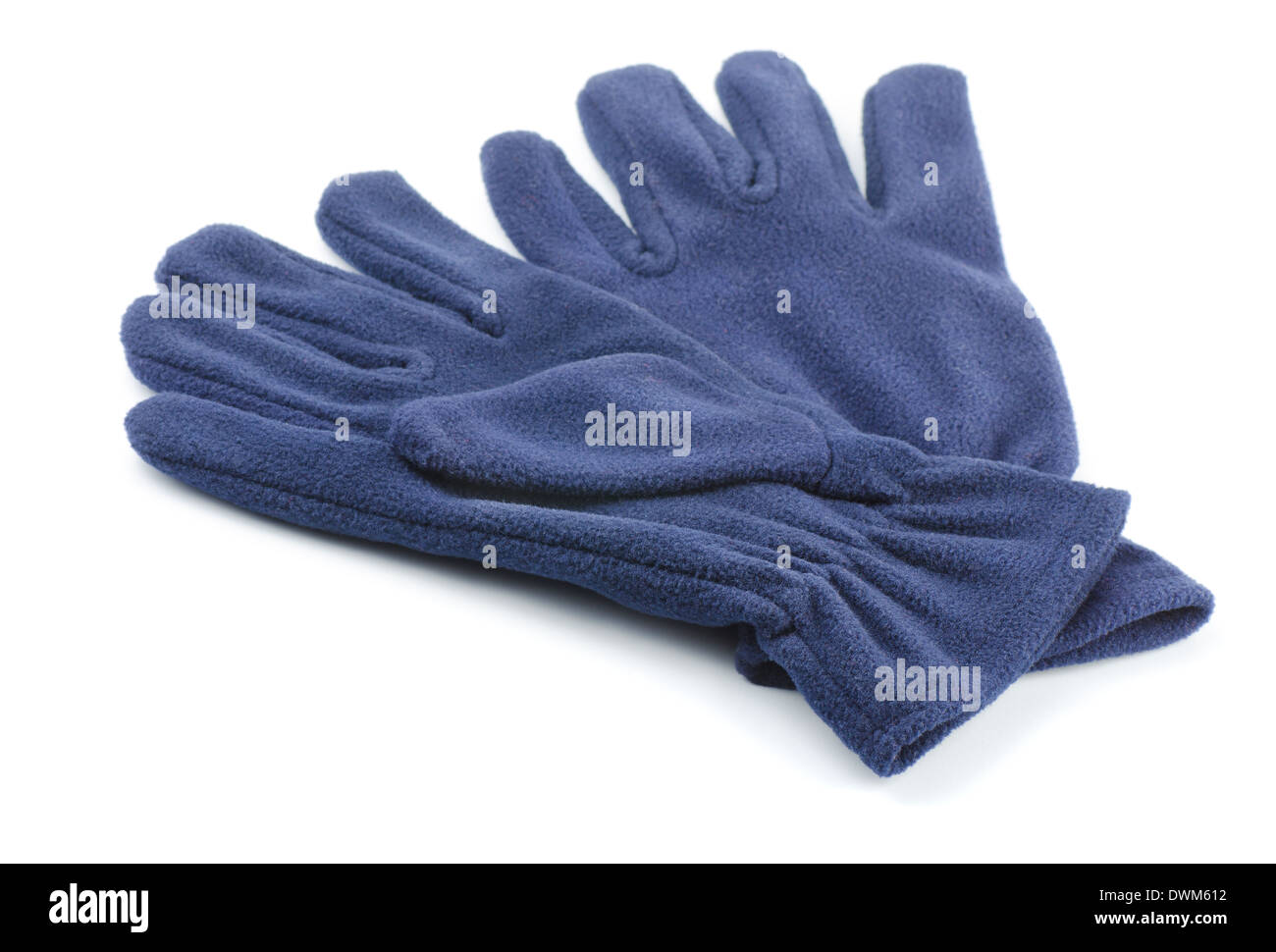 Pair of fleece gloves isolated on white Stock Photo