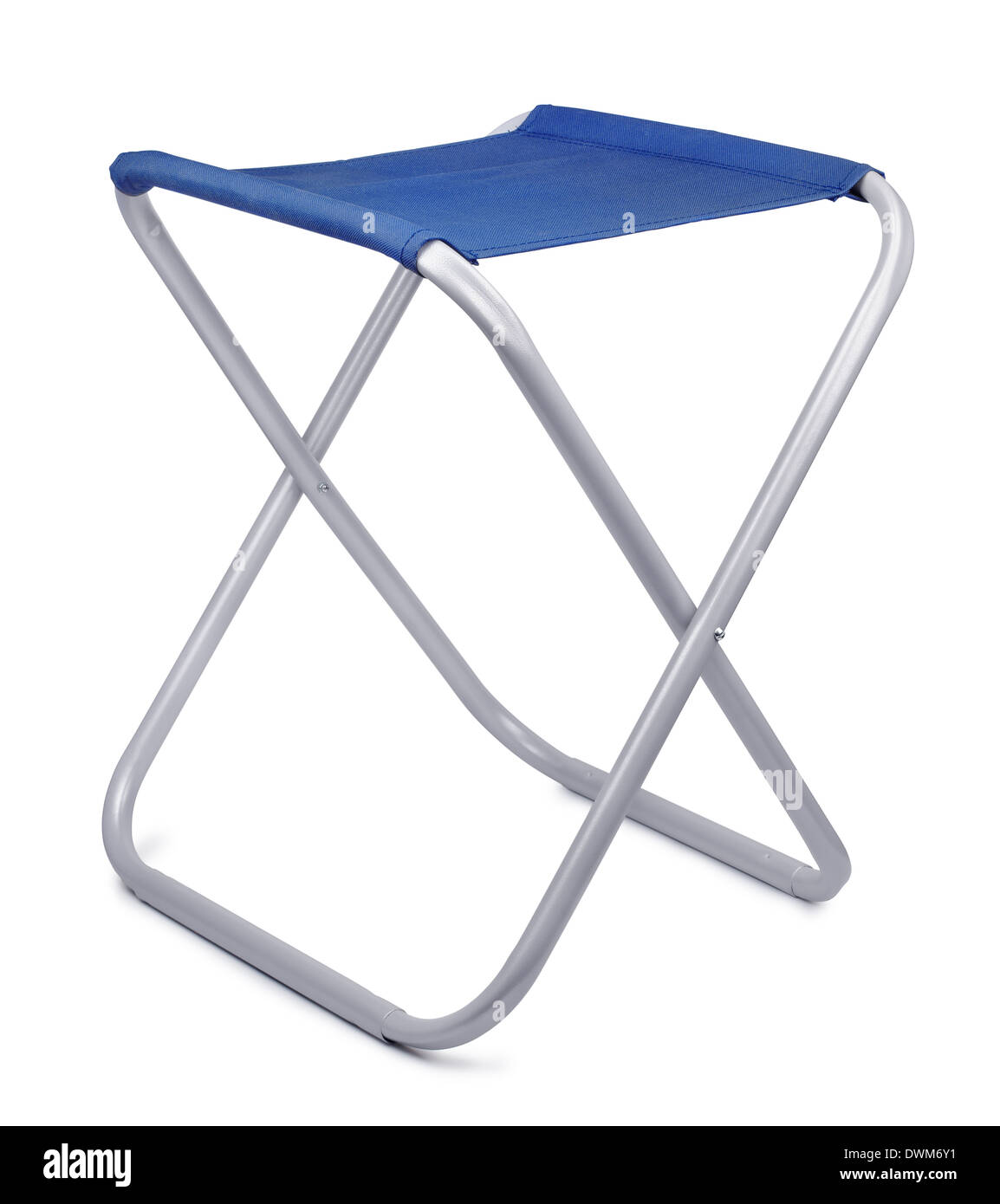 Folding camping stool isolated on white Stock Photo