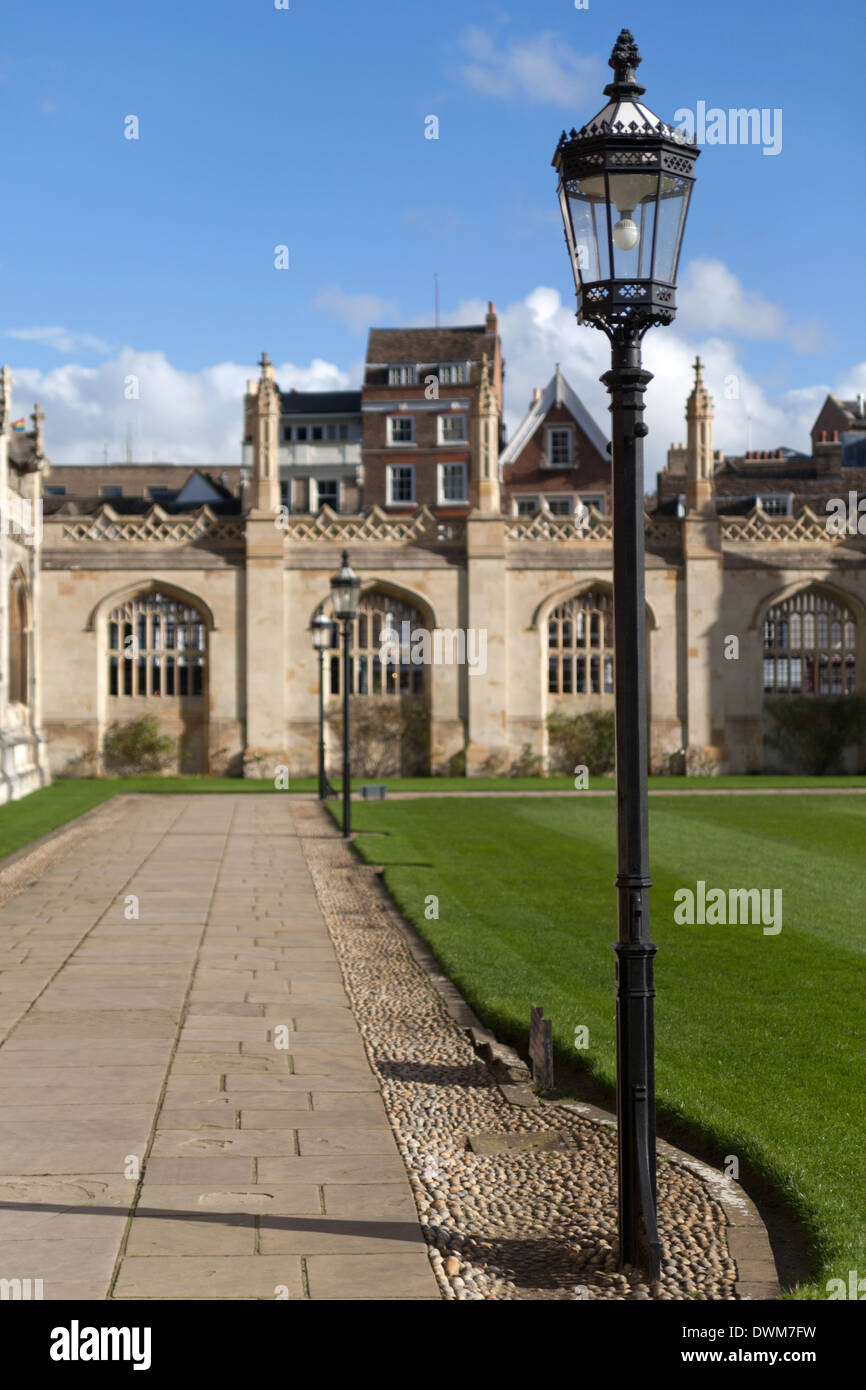 Lamp post Kings College front court next to chapel Cambridge University Stock Photo