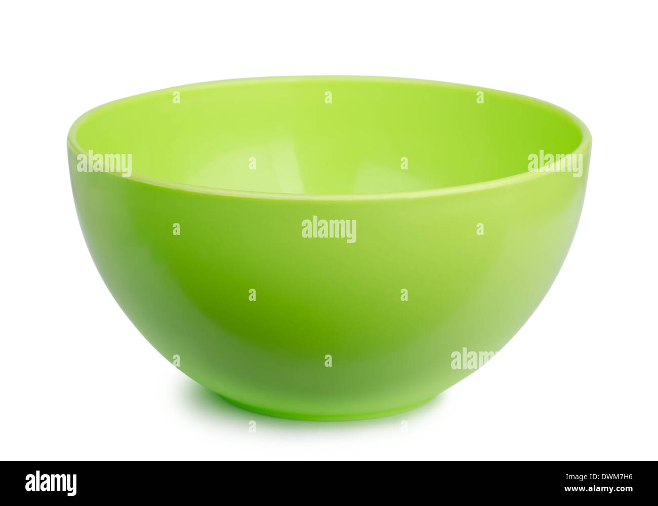 Empty green plastic bowl isolated on white Stock Photo
