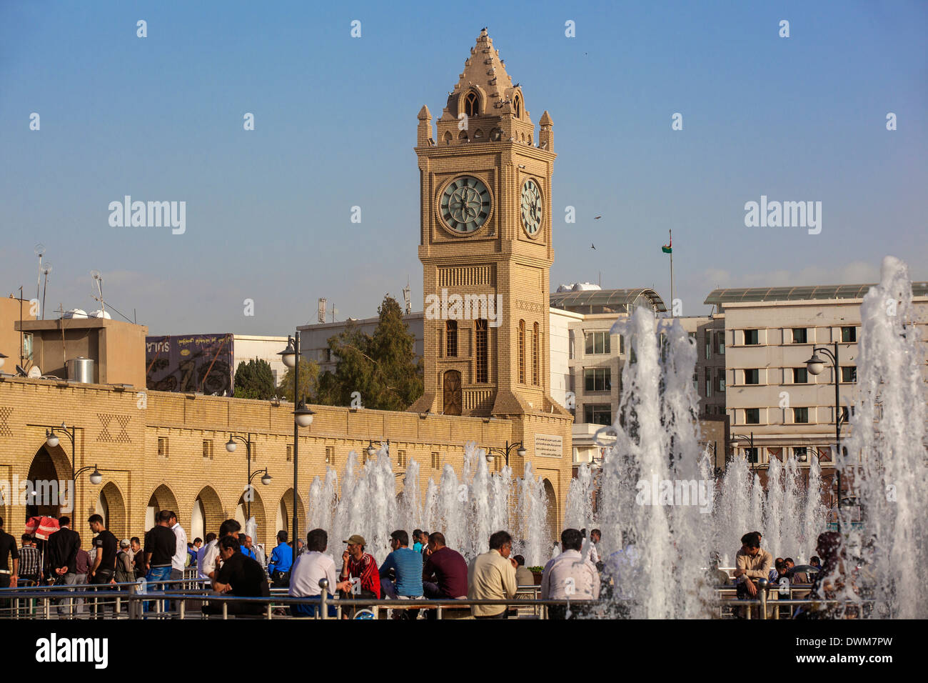 Clock tower in Shar Park, Erbil, Kurdistan, Iraq, Middle East Stock