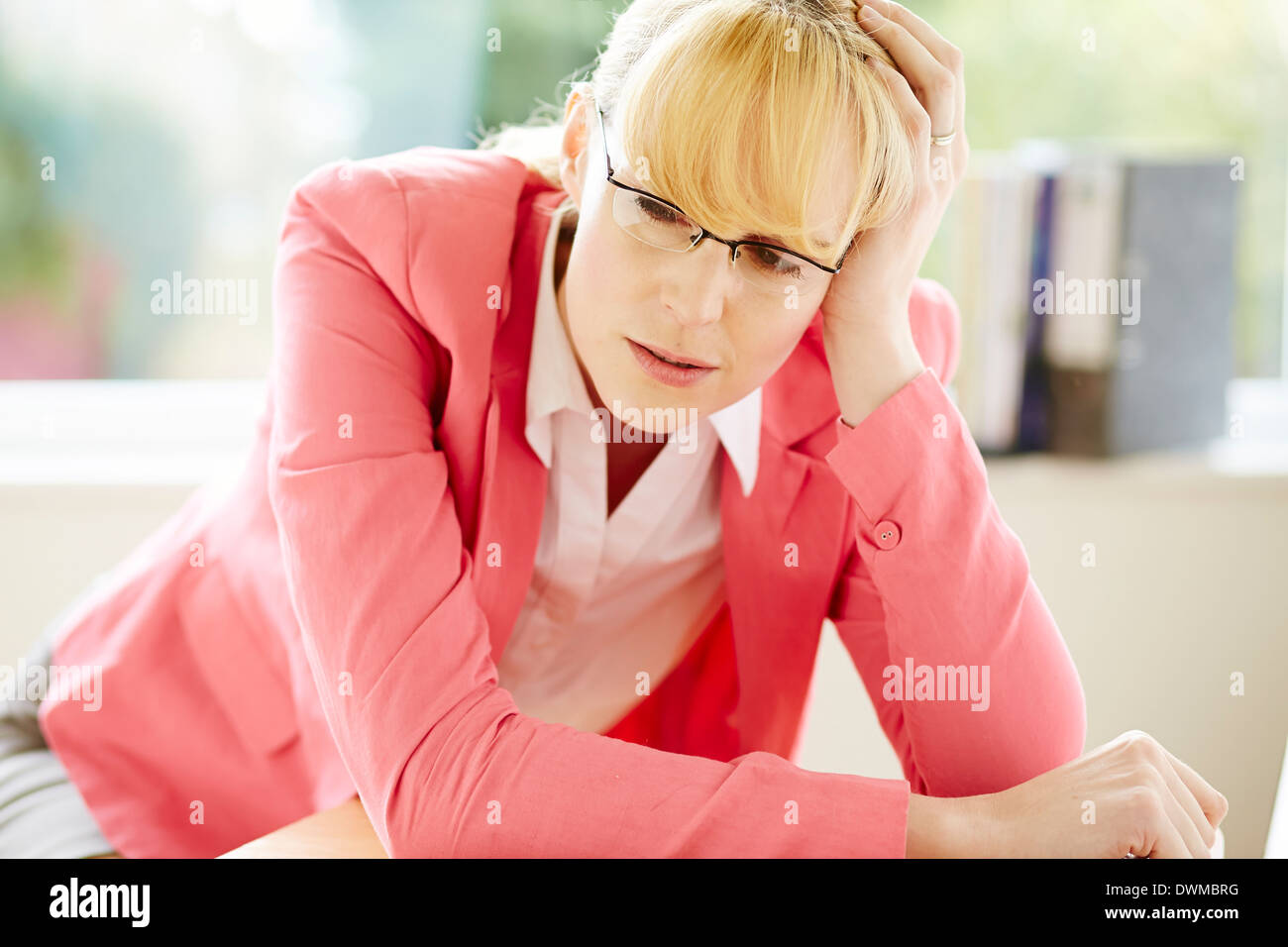 Stressed out businesswoman Stock Photo