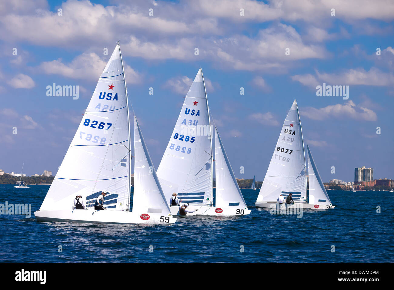 International Star Class racing yachts during the Bacardi Cup 2009 Biscayne Bay Florida Stock Photo