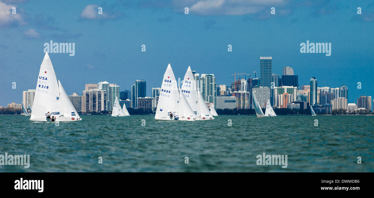 International Star Class racing yachts during the Bacardi Cup 2009 Biscayne Bay Florida Stock Photo