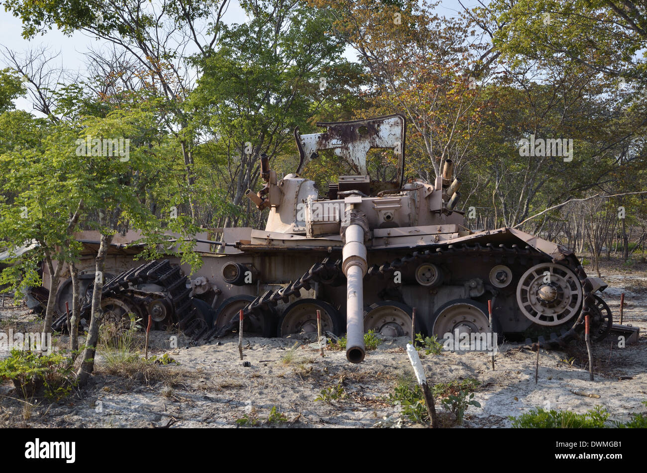Destroyed tank, Cuito Cuanavale, Angola. Stock Photo