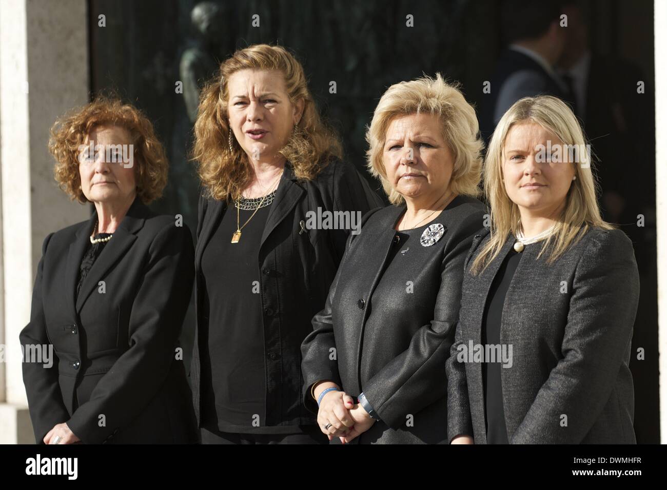 Madrid, Spain. 11th Mar, 2014. Heads of victims' associations ANGELES DOMINGUEZ, PILAR MANJON ANGELES PEDRAZA and MARIA DEL MAR BLANCO attend Solemn Mass honoring and remembering the victims on the 10th anniversary of the terrorist attacks of March 11, 2004 at Almudena Cathedral in Madrid Credit:  Jack Abuin/ZUMAPRESS.com/Alamy Live News Stock Photo