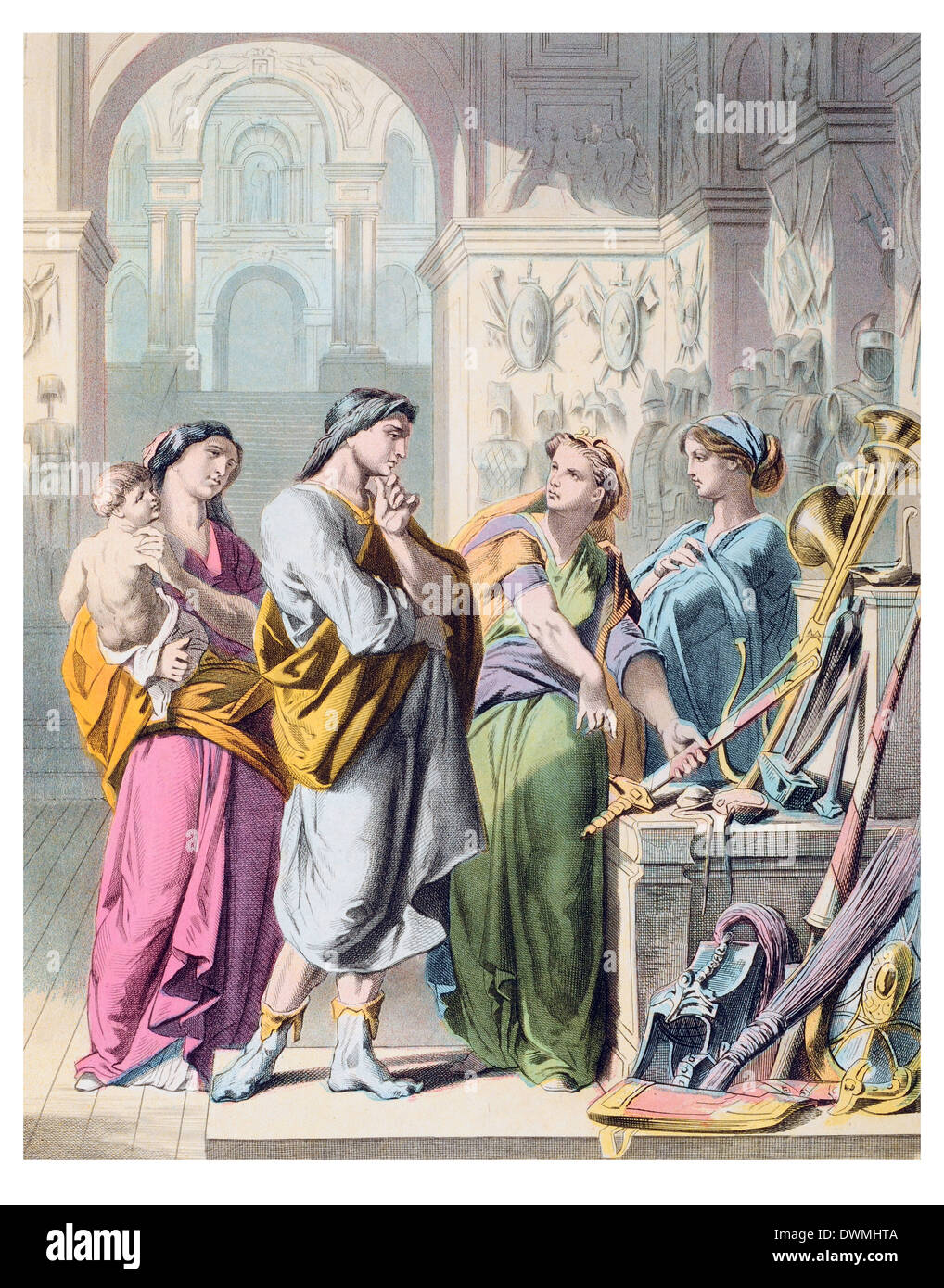 Prudence, Piety & Charity show the Armoury to Christian Stock Photo