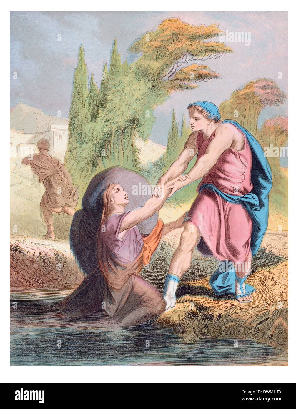Help Rescues Christian from the slough of Despond Stock Photo