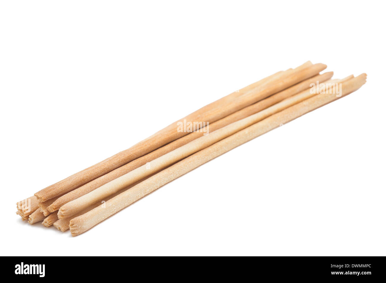 Breadsticks pile Isolated on white background Stock Photo